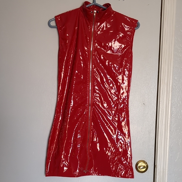 NWOT Red Sleeveless Zip-Up Dress Small - Picture 1 of 8